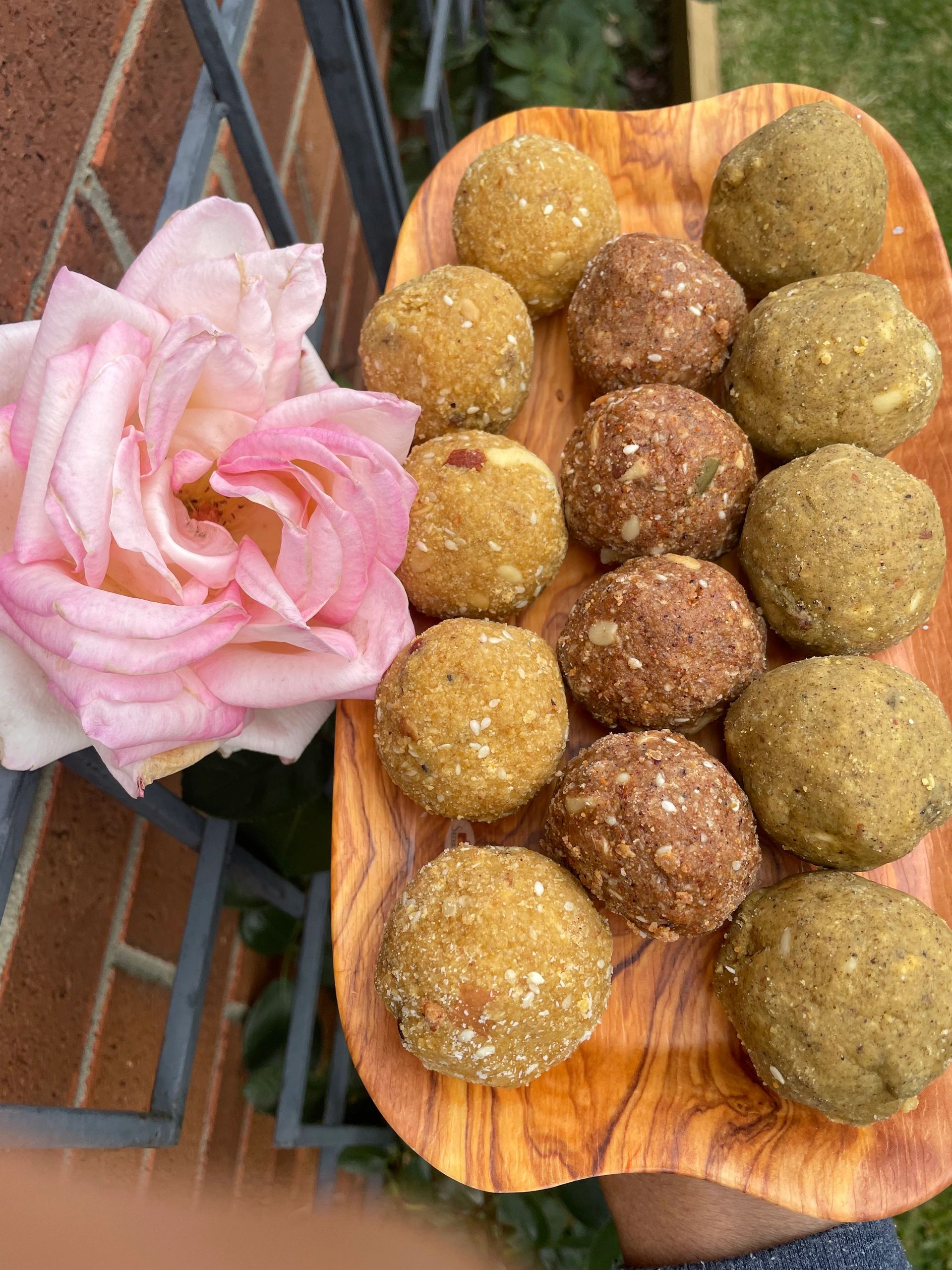 Homemade Indian sweets on a wooden board